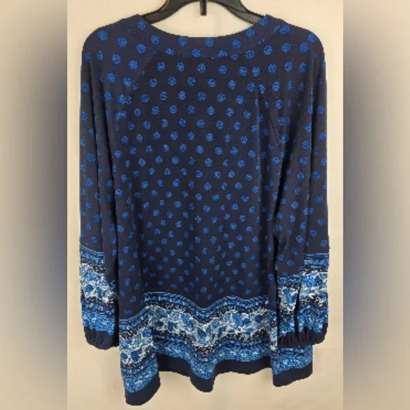 Michael Kors Top Blouse Navy/Royal Paisley - Picture 5 of 7